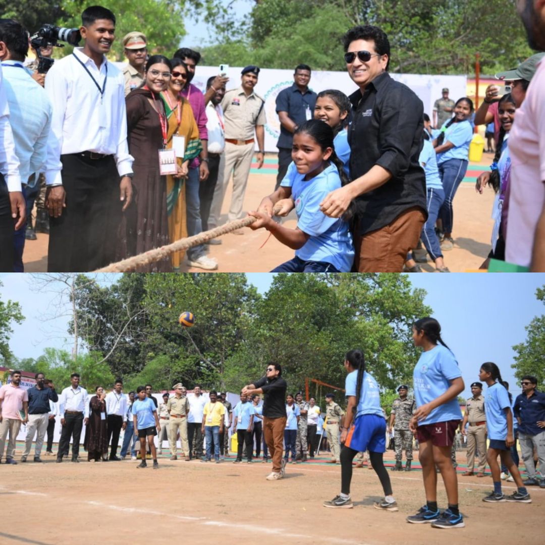 बच्चों संग खेल गतिविधियों में सचिन तेंदुलकर ने लिया हिस्सा