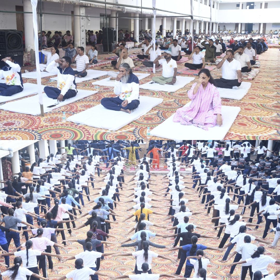 कोण्डागांव में जिला स्तरीय योग दिवस कार्यक्रम, सांसद भोजराज नाग व विधायक लता उसेण्डी ने किया सामूहिक योगाभ्यास