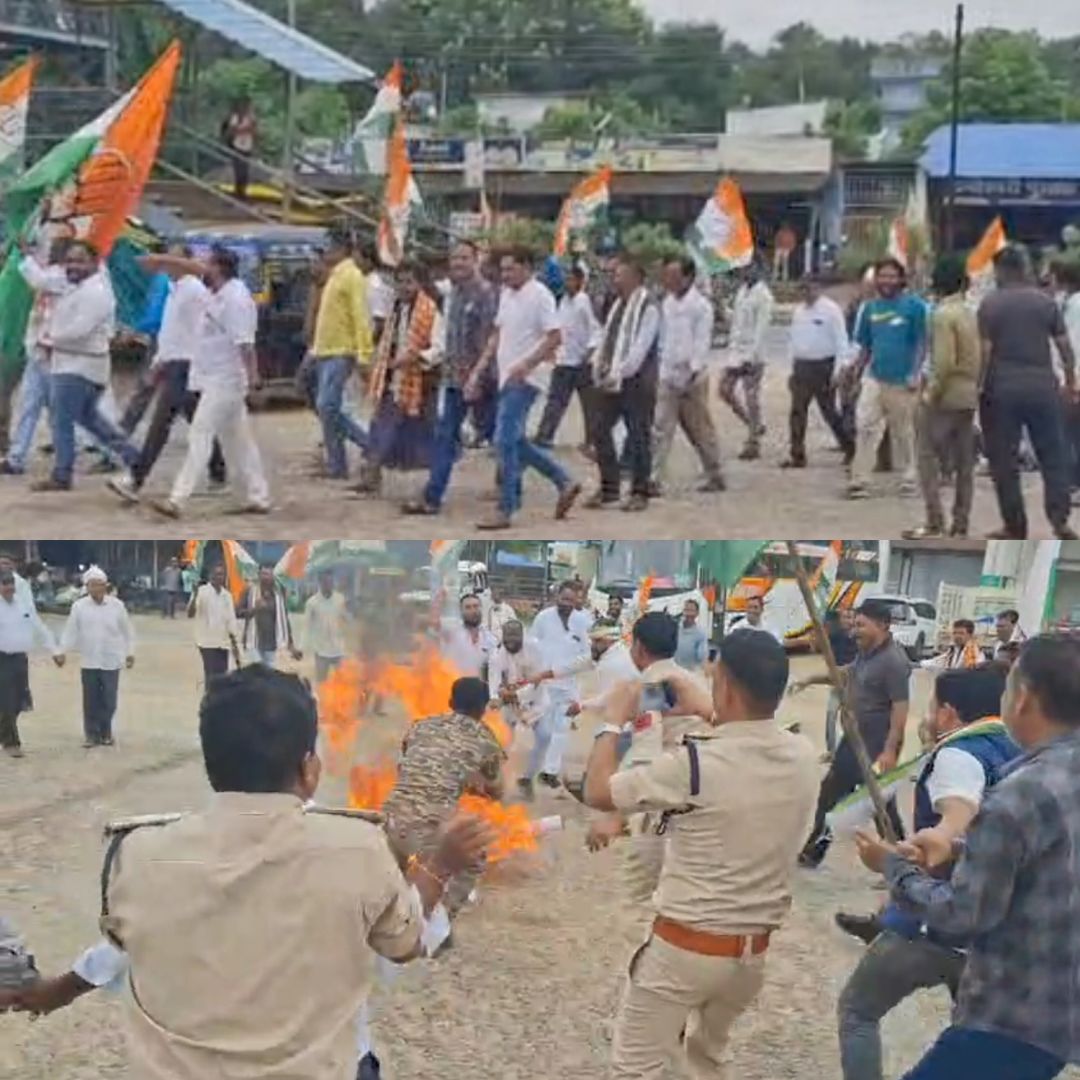 फरसगांव में केंद्रीय शिक्षा मंत्री धर्मेंद्र प्रधान का पुतला दहन, इस्तीफे की मांग