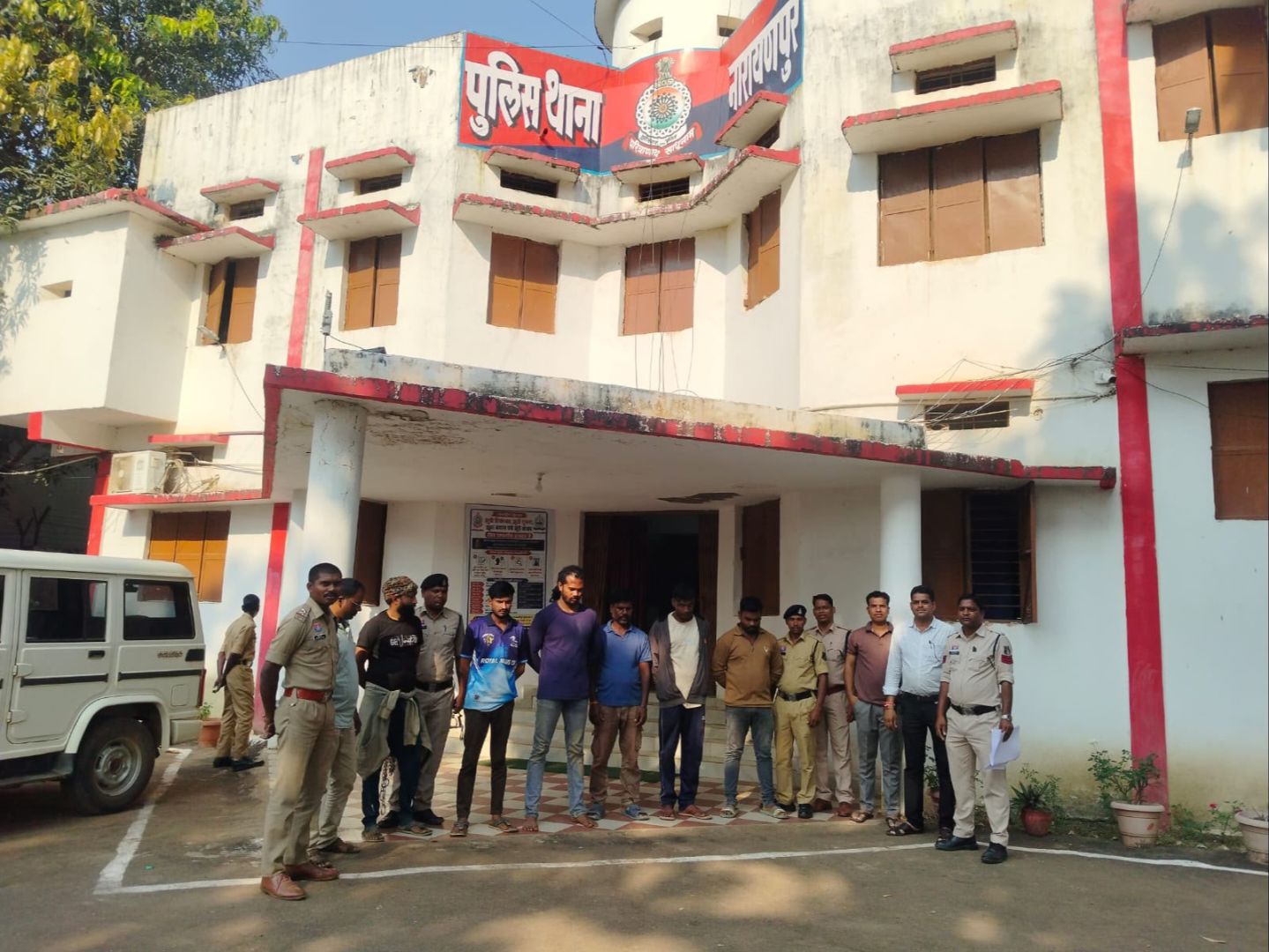 जंगल के पीछे चल रहा था जुए का फड़, 7 आरोपी गिरफ्तार