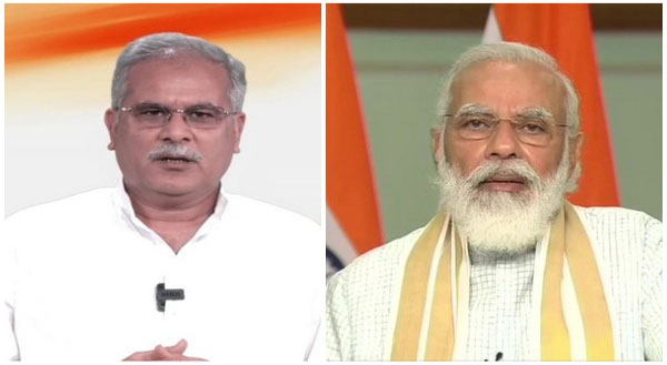 प्रधानमंत्री नरेन्द्र मोदी ने कोविड-19 के संबंध में मुख्यमंत्री भूपेश बघेल से दूरभाष पर की चर्चा