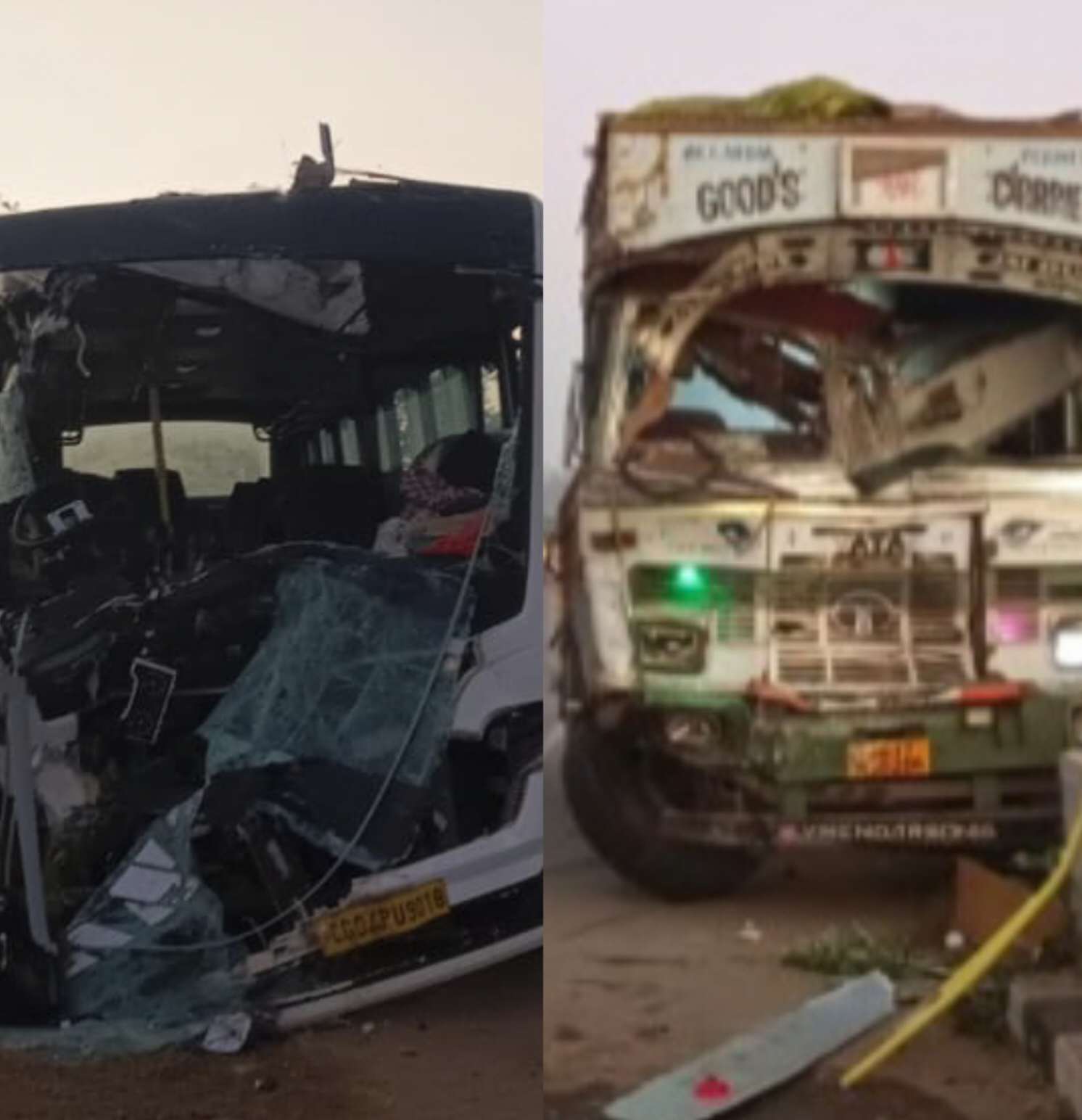 50 बच्चों से भरी बस का हुआ हादसा, बस व ट्रक की भिड़ंत में दो की मौत, दर्जन भर घायल..